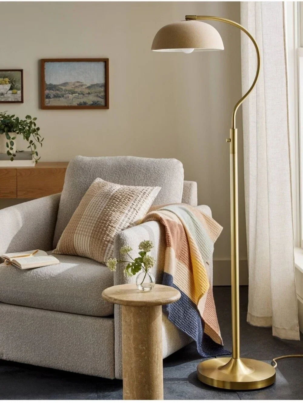 Striped Throw Blanket Cream/Blue - Hearth & Hand' with Magnolia